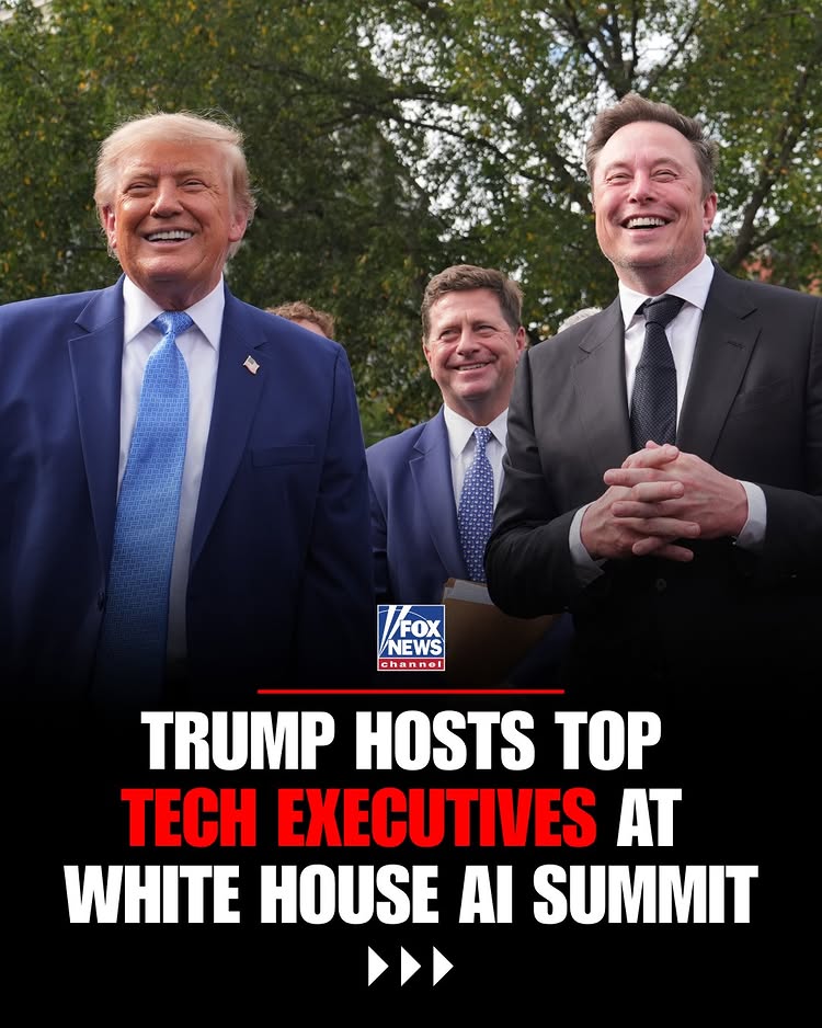 Instagram post by @foxnews: NEW: President Trump and Elon Musk reunite at the White House alongside top tech leaders to discuss …