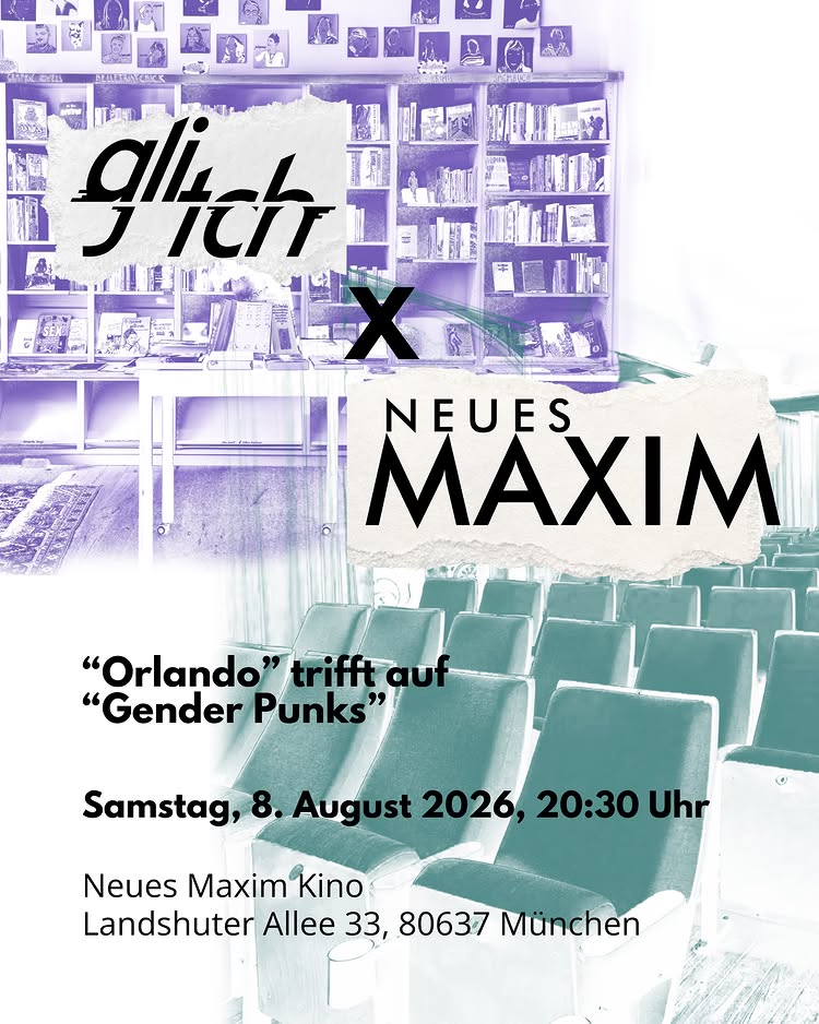 Instagram post by @glitch.bookstore: Glich x Neues Maxim Kino Wir begleiten die Verfilmung von Virginia Woolfs Roman „Orlando“ (Roman ers…