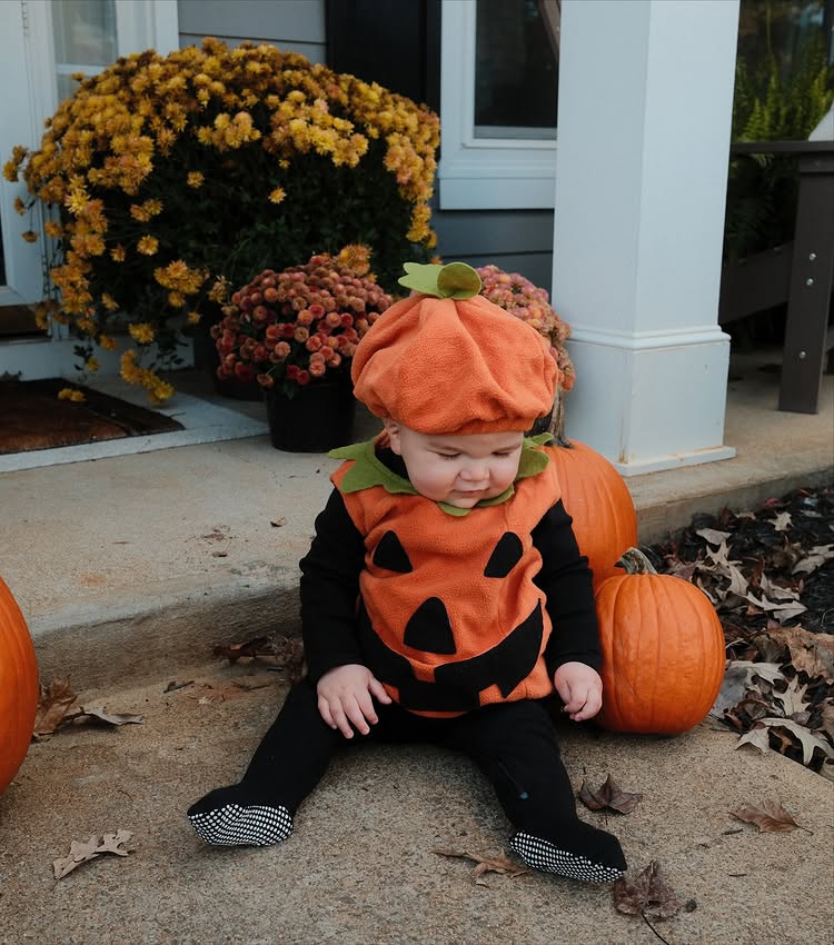 Instagram post by @gretchenlynn: Wells’ first Halloween 🧡