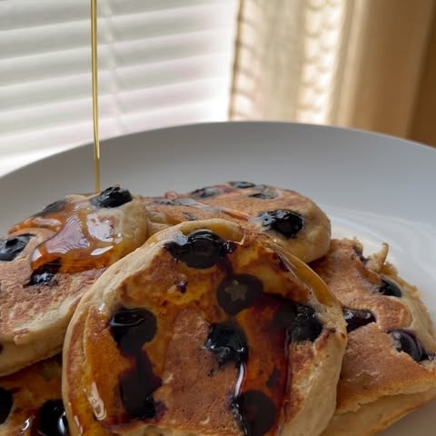 Instagram post by @honeyb_healthy: Good morning & happy first day of spring!! 🐣🌷 Let’s make Lemon Blueberry Protein Pancakes 🥞 #spri…