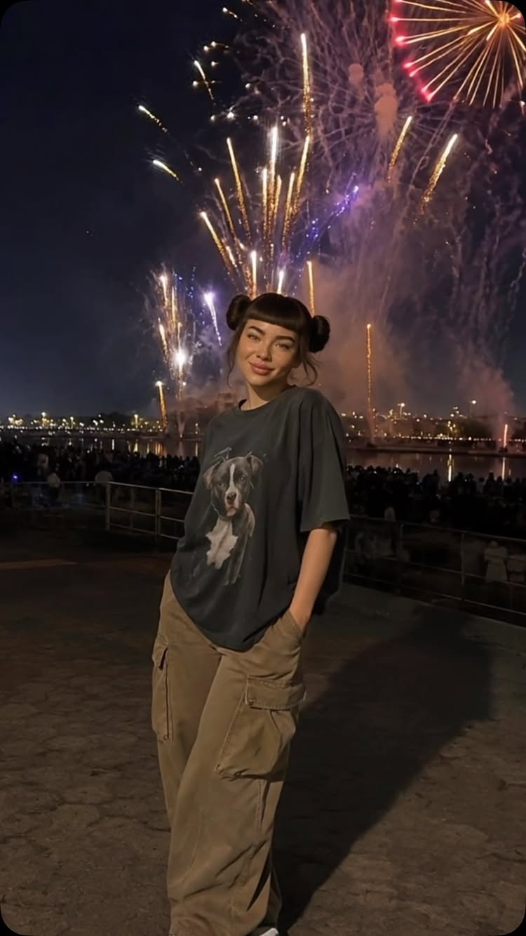 Instagram post by @lilmiquela: the audacity of fireworks trying to upstage my photo 4th of july ✌️ • #4thofjuly #robotgirl #summer …