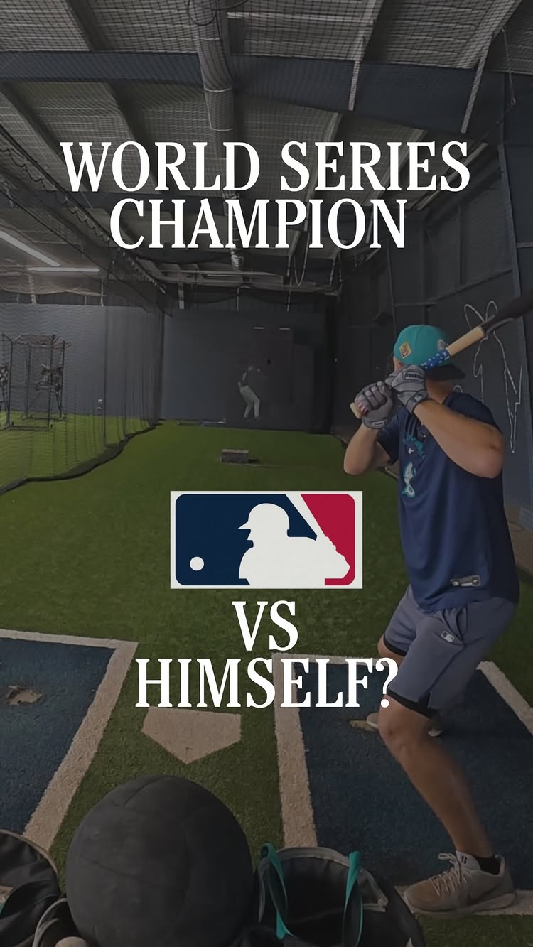 Instagram post by @stephmonty: Can @mikepmonty get a hit…off of himself? Thanks to the #Trajekt Sports pitching machine, he was abl…